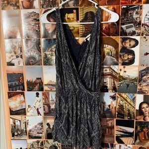 Blue and White Print Cross Over Romper